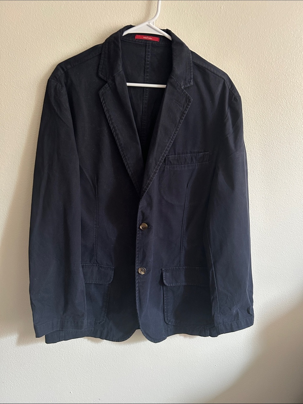 Classic Merona Navy Cotton Casual Preppy Lightweight Unstructured  Men Blazer:L